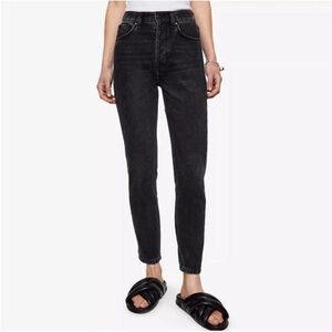 Anine Bing High Rise Ankle Slim Charcoal Jeans Black Size 28